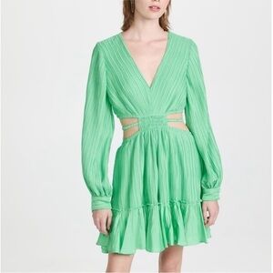 Jonathan Simkhai Londyn pleated waist cut-out mini dress. Size Small